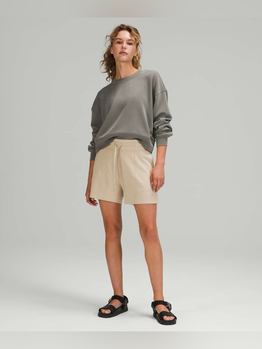 Lululemon Perfectly Oversized Cropped Crew *Softstreme Grey Sage NWT SZ 20
